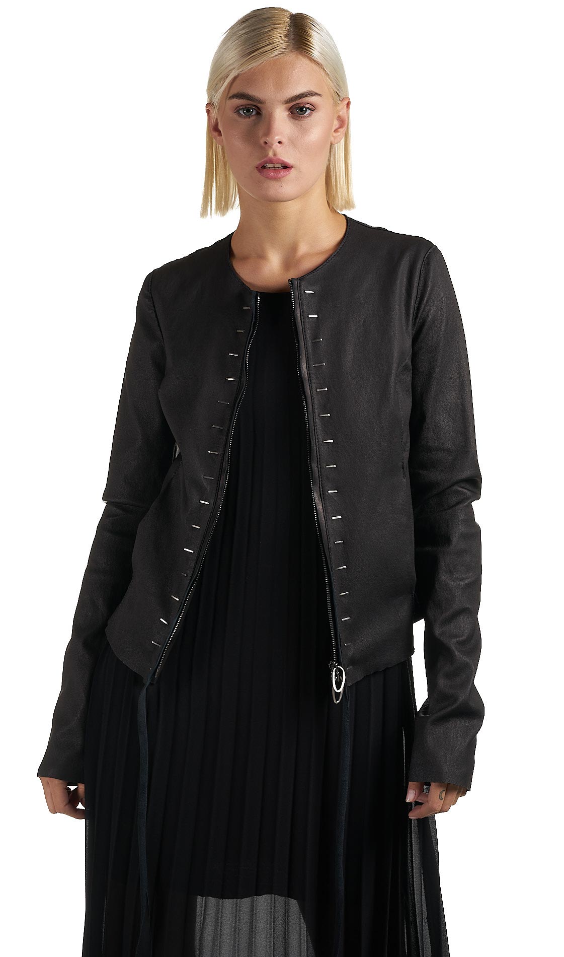 DANIELE BASTA LEATHER AND SILVER JACKET 
